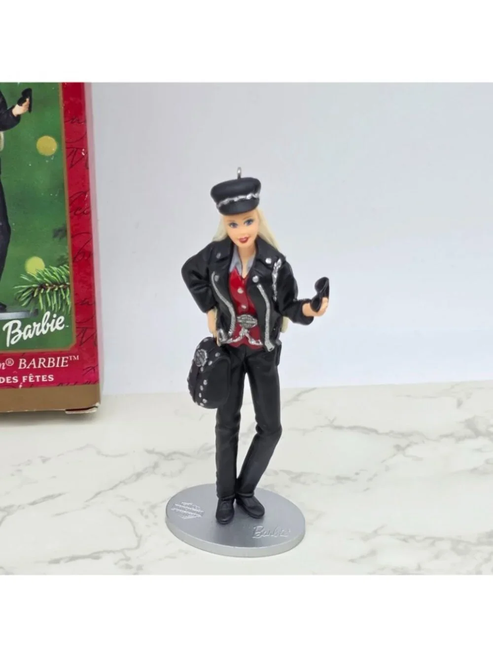 Vintage HARLEY DAVIDSON BARBIE Hallmark Ornament  2000 Blonde Biker Outfit NEW